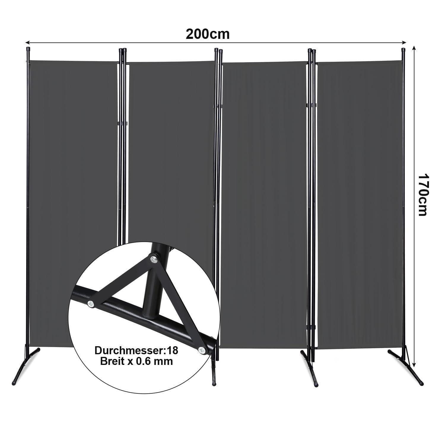 LuxusKollektion Paravent Paravent Anthrazit 200x170cm (1 St)