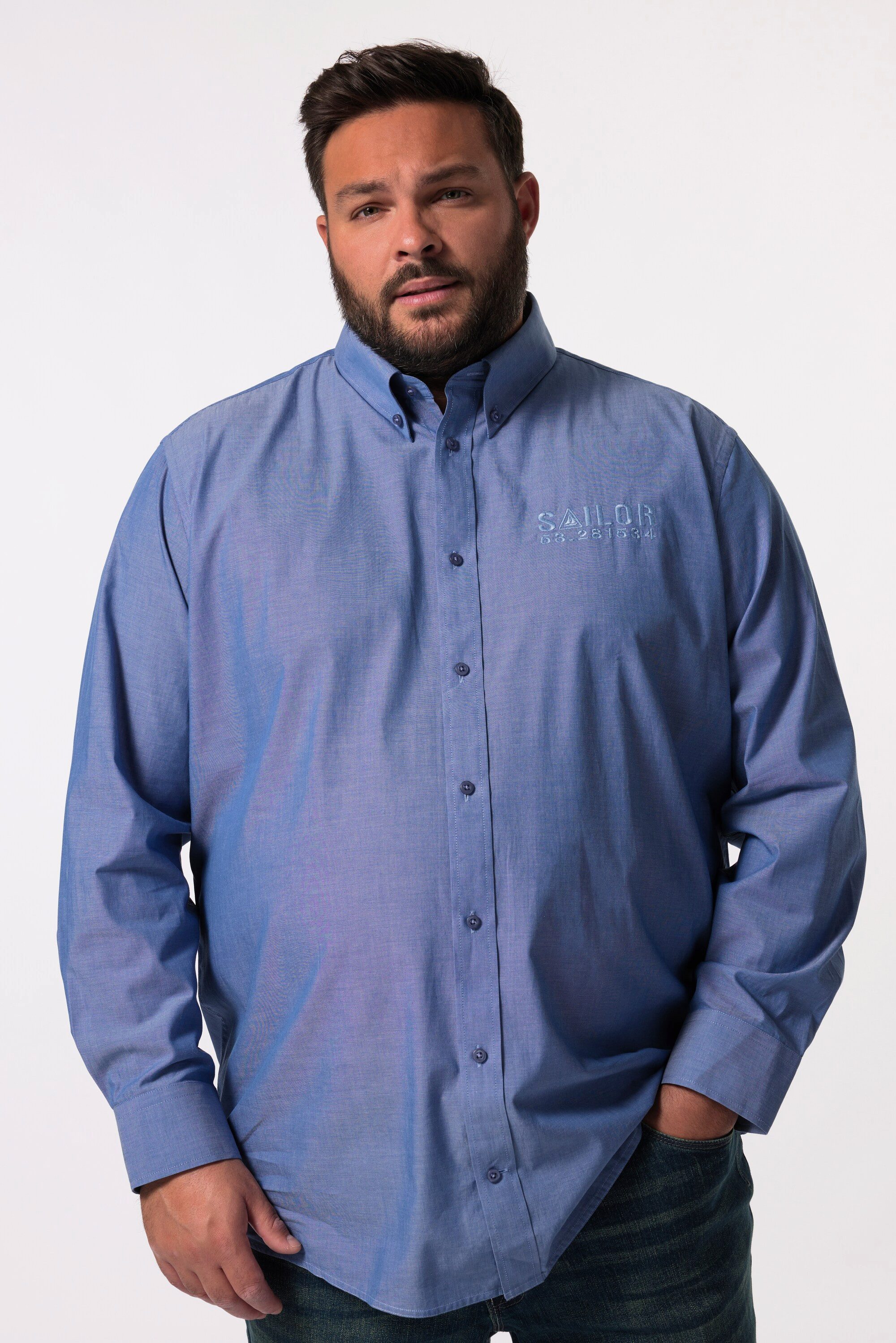 Men Plus Businesshemd Men+ Hemd Langarm Buttondown-Kragen Comfort Fit günstig online kaufen