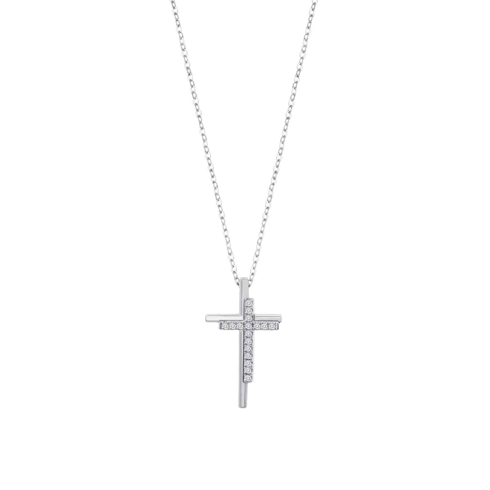 Lotus Kette mit Anhänger Silver Damen Halskette LP3624-1/1 Silber Kreuz Zirkonia 42+3 cm