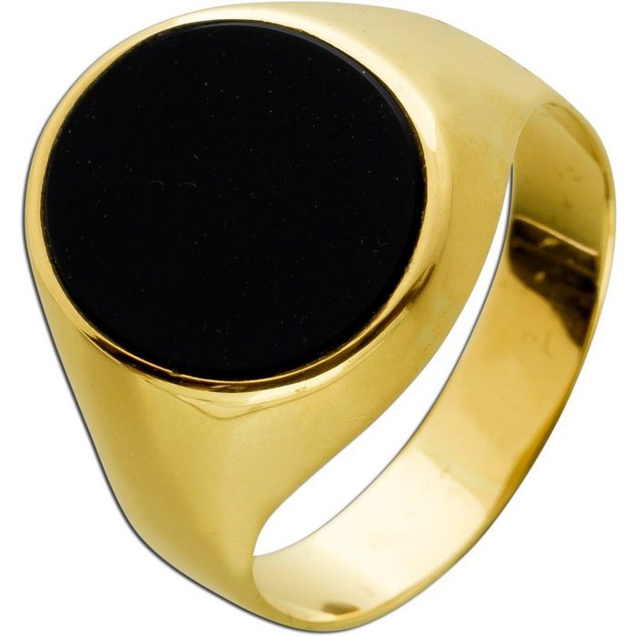 Ch.Abramowicz Goldring Ring Gelbgold 585 14 Karat poliert ovaler schwarzer Onyx Edelstein 20 (1-tlg)