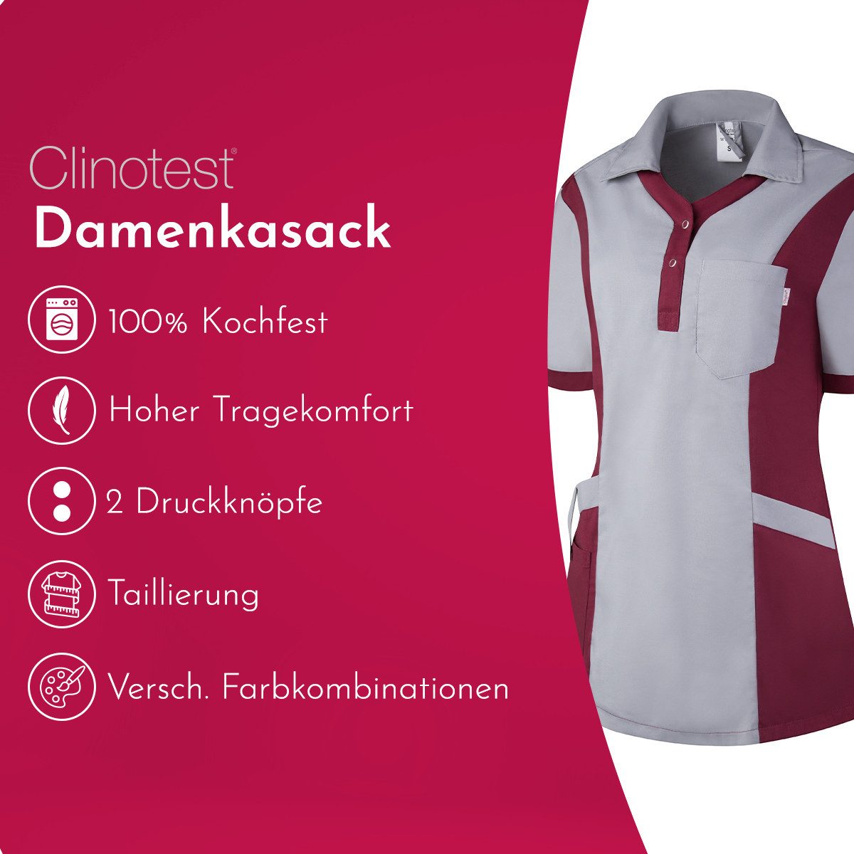 Clinotest Funktionsbluse Damenkasack "Julia", Schlupfkasack/Pflegekasack, v günstig online kaufen