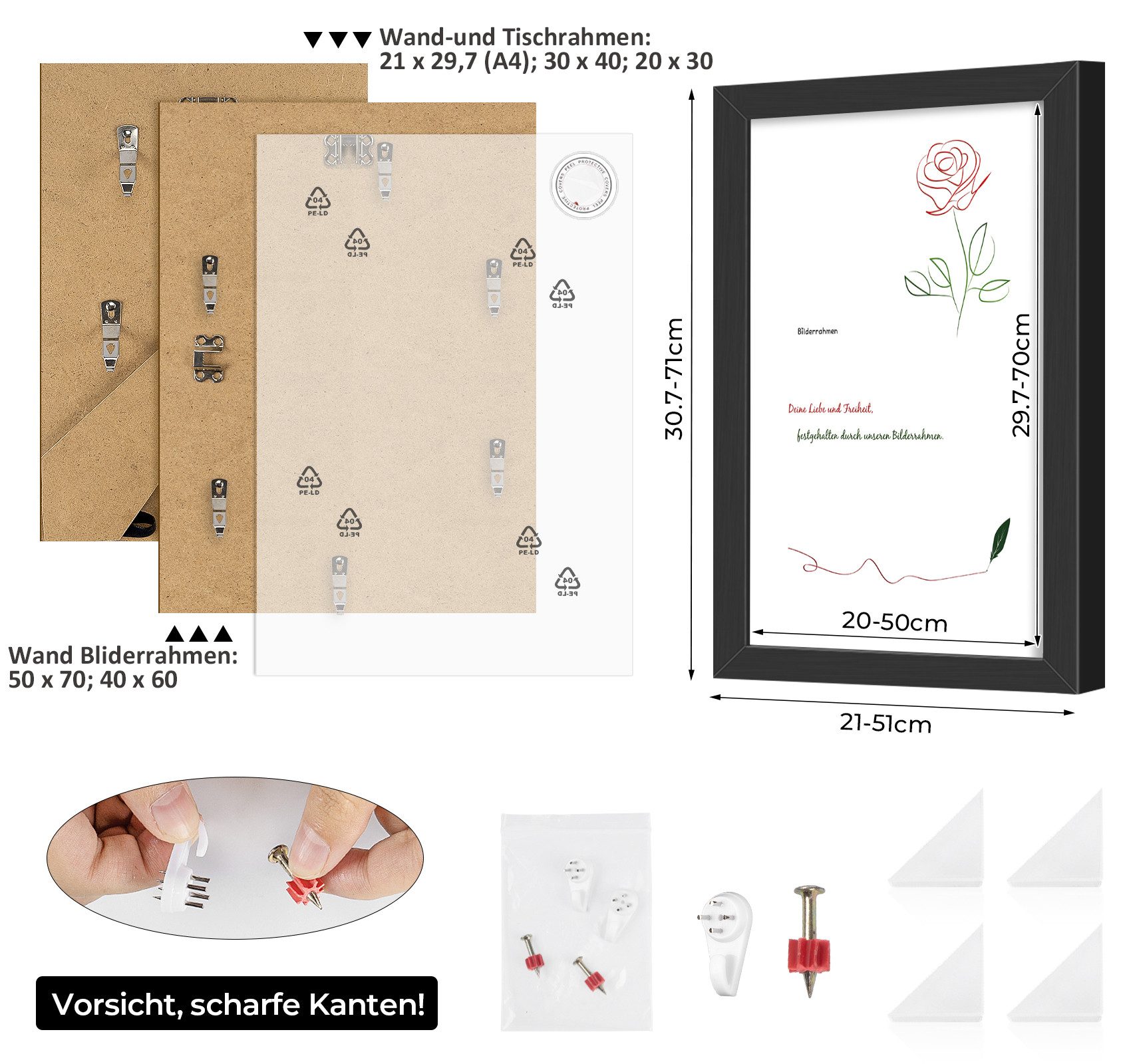 Homewit Bilderrahmen Aluminiumlegierung Fotorahmen, MDF Rückwand, günstig online kaufen