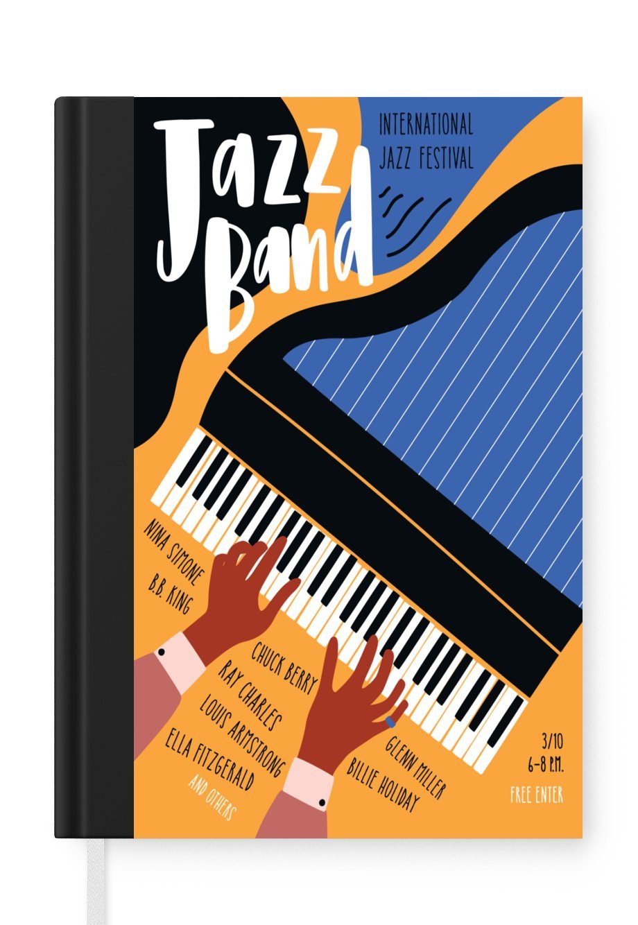 MuchoWow Notizbuch Jazzband - Klavier - Musik - Zitate, Journal, Merkzettel, Tagebuch, Notizheft, A5, 98 Seiten, Haushaltsbuch | Notizbücher