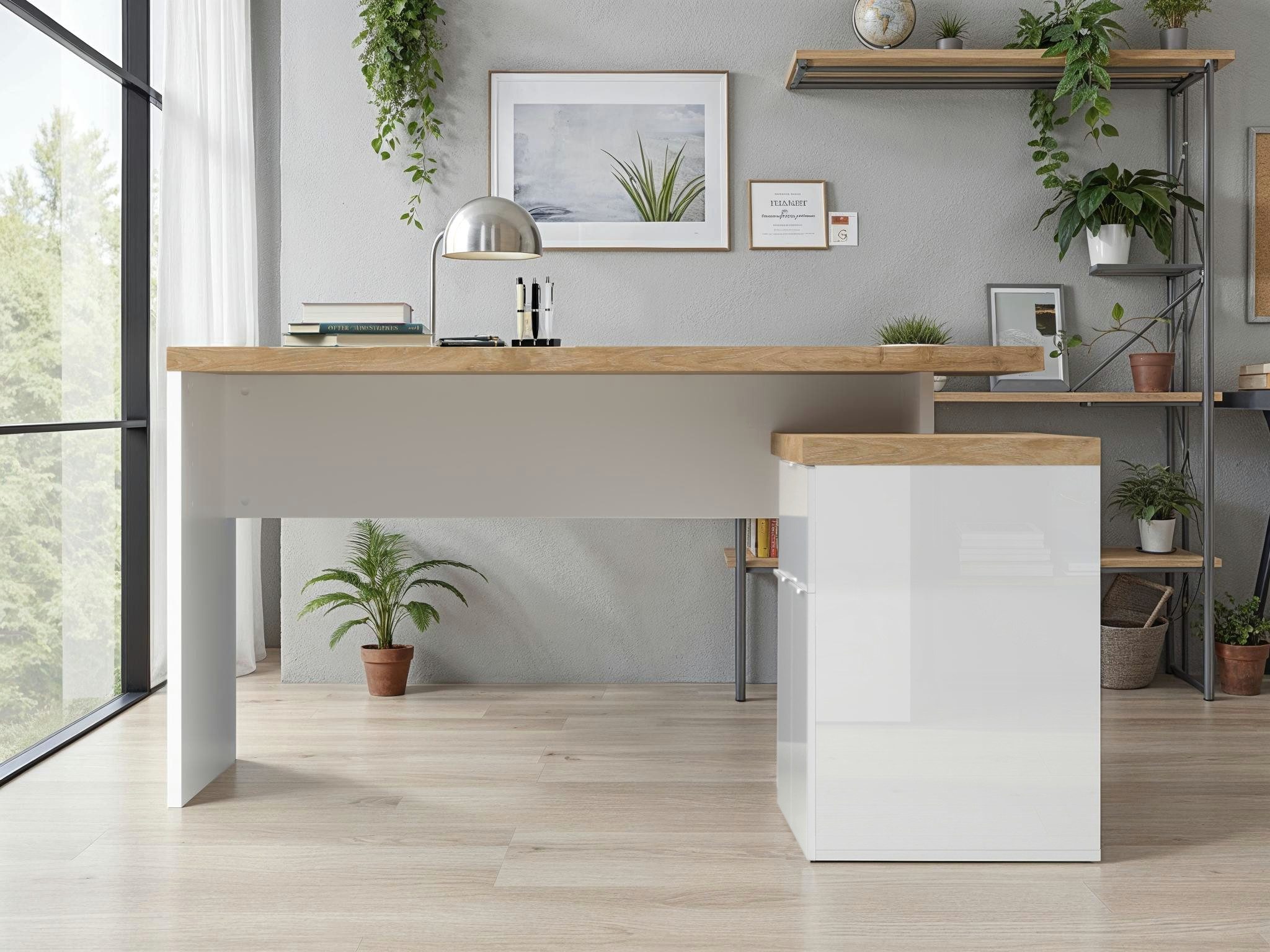 Home affaire Eckschreibtisch Easy, Computertisch – 38 mm Platte, perfekt fürs Büro & Homeoffice, Breite/Tiefe 138/132 cm, Schubkasten mit Selbsteinzug u. Dämpfung