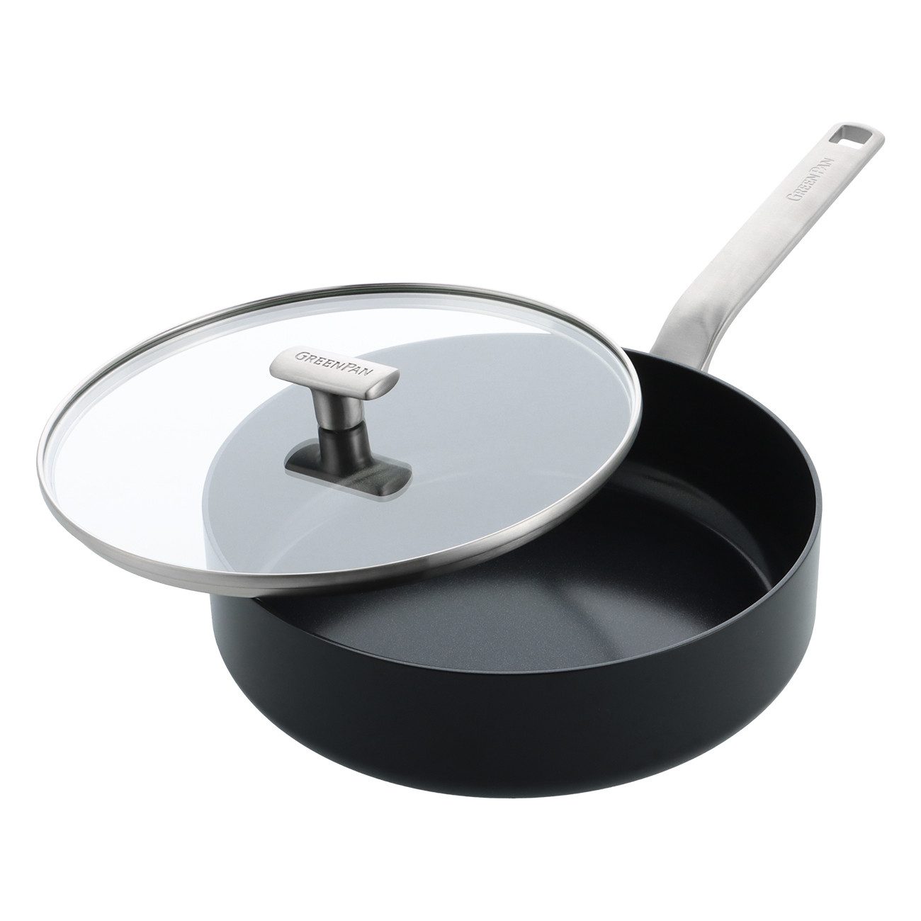GREENPAN Schmorpfanne Evolution 26 cm schwarz Schmorpfanne Antihaft spülmaschinengeeignet, Aluminium, Kratzfest, langlebig, Induktion, backofengeeignet, Ø 26 cm