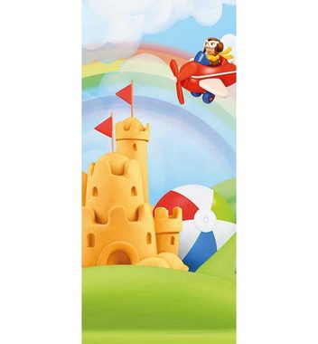 MyMaxxi Dekorationsfolie Türtapete buntes Schloss mit Regenbogen Türbild Türaufkleber Folie