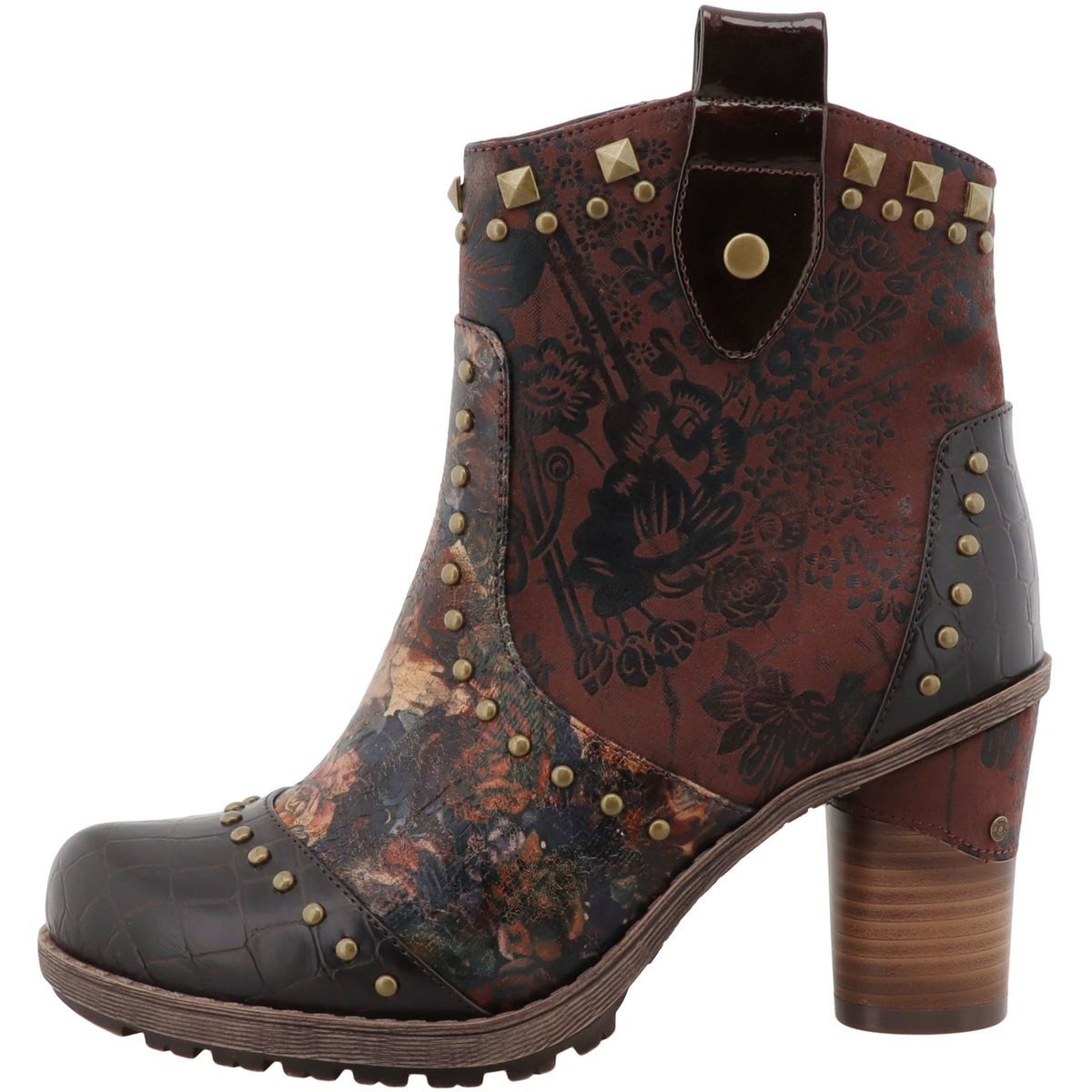 Mustang Shoes 15M0162012-mokka-multi Stiefelette Modische Ankle Boots mit floralem Muster und Nieten – Bild 3 von 5