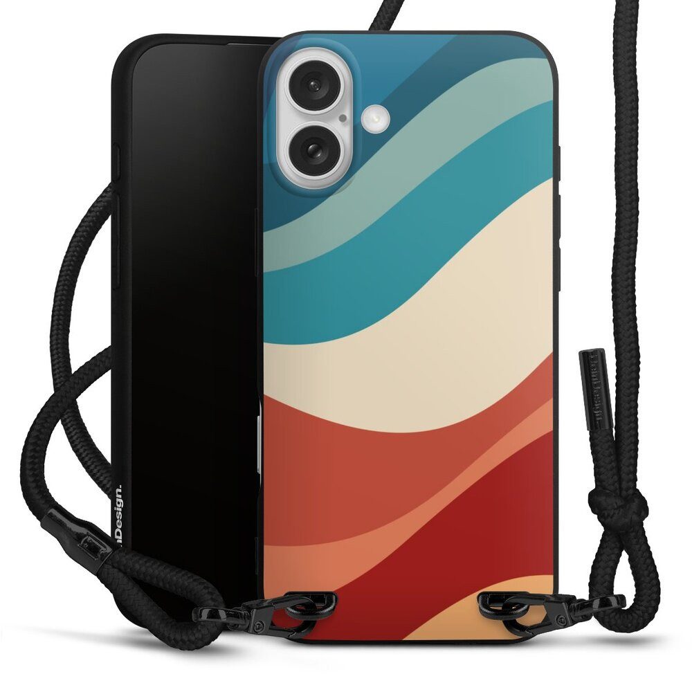 DeinDesign Handyhülle Welle Farbverlauf Farbe Colour Waves, Apple iPhone 16 Plus Premium Handykette Hülle mit Band Cover mit Kette