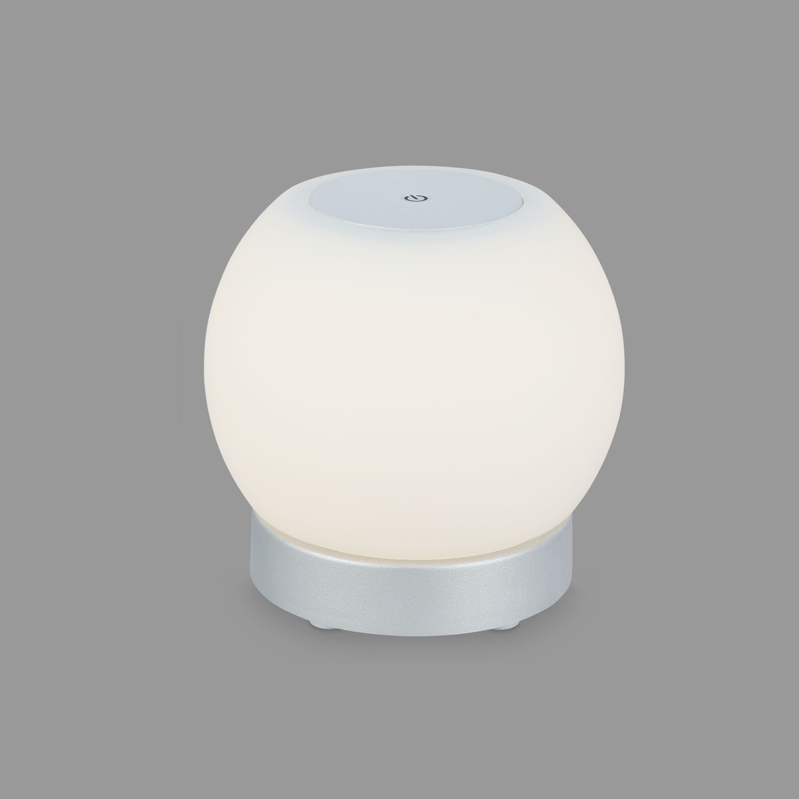 Briloner Leuchten LED Tischleuchte Tischlampe Akku Glas kabellos Dekolicht 3 Stufen Dimmfunktion, IP44 Balkon Campingleuchte, inkl. 2m USB Kabel