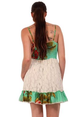 YC Fashion & Style Minikleid »Minikleid mit floraler Spitze und Strass Steinen« (1-tlg) mit Volant, mit Blumendruck