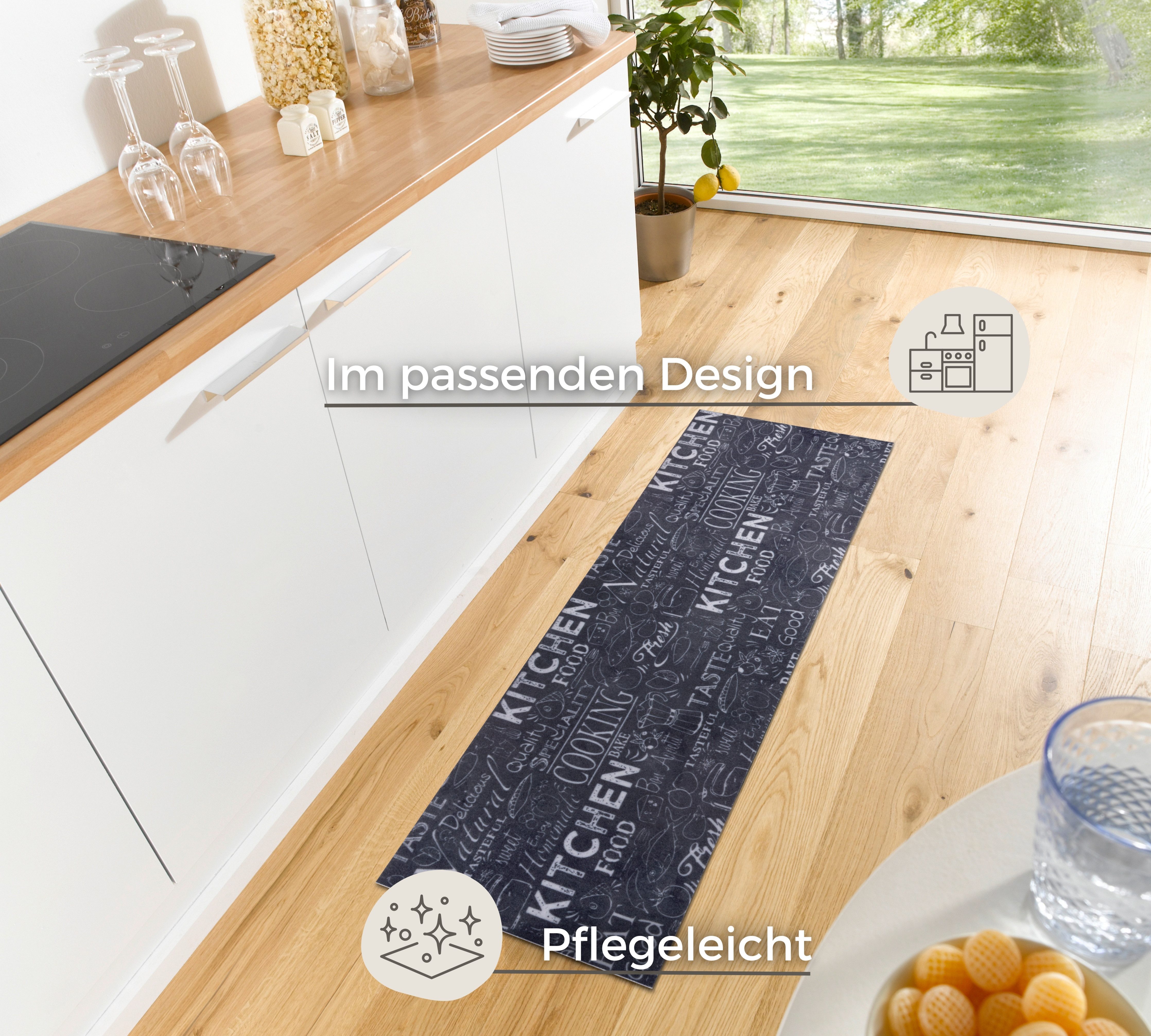 HANSE Home Küchenläufer Wild Kitchen Board, rechteckig, Höhe: 3 mm, Läufer, Rutschfest, Küchenteppich, Küche, Teppich, Pflegeleicht, Flur