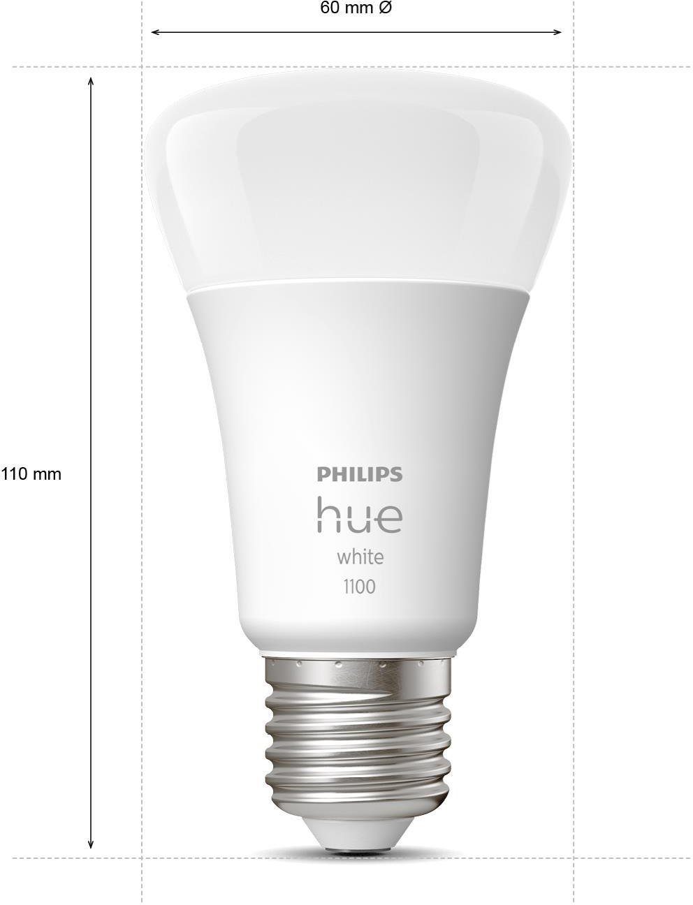 Philips Hue LED-Leuchtmittel Starter 2x1050lm 3 Warmweiß E27, Set St., 75W, E27 2er White