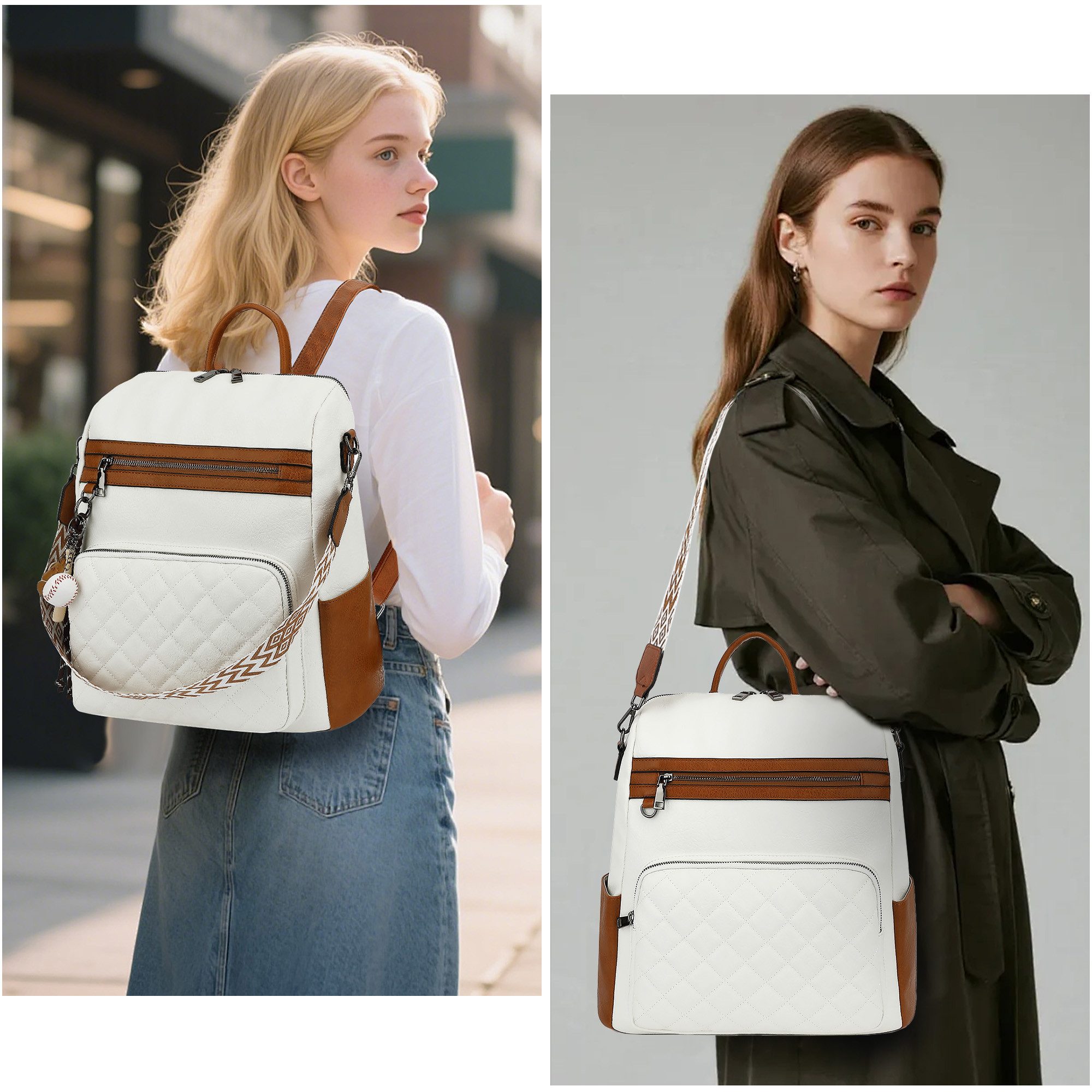 TAN.TOMI Cityrucksack Damen Rucksack Wasserdicht Anti-Diebstahl PU Mode Reisen, klein Handtasche Schultertasche 2 in 1 für Reise Outdoor