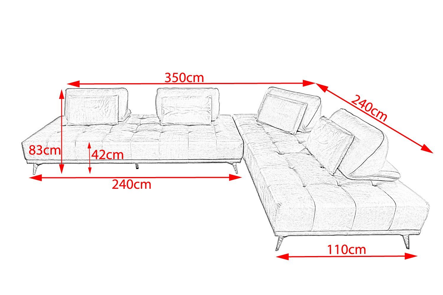 verschiedene Sofa Leder WIOLO, Farben Ecksofa KAWOLA moosgrün