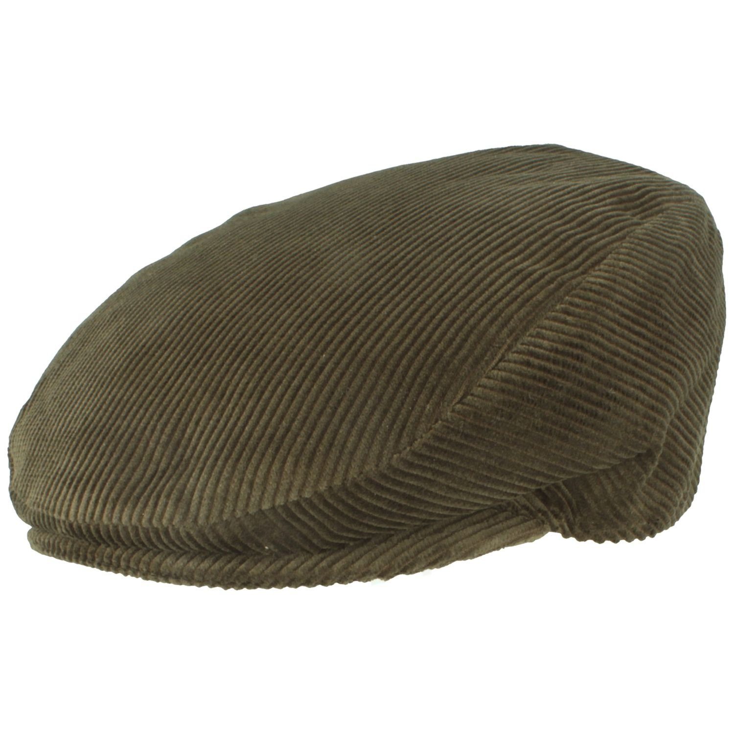 Breiter Schiebermütze Flatcap aus Baumwolle mit Cord-Streifen oliv