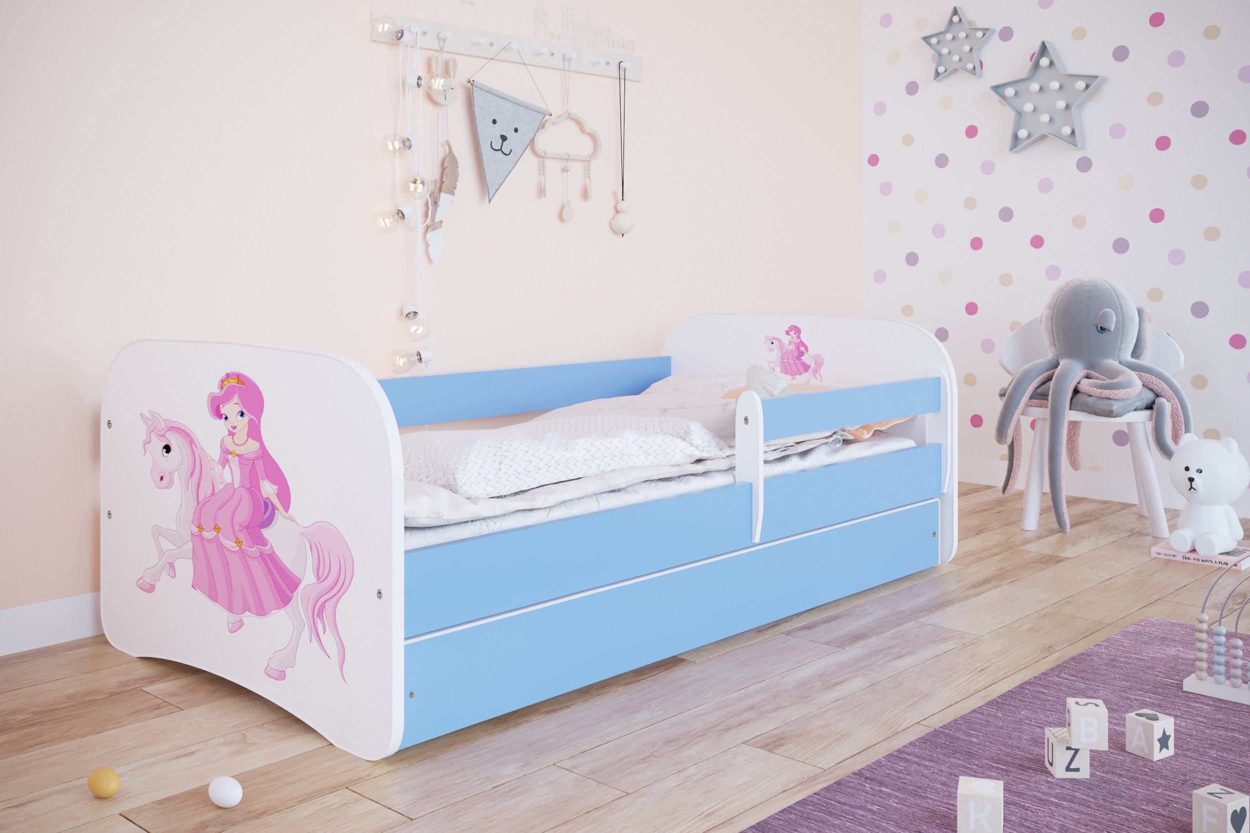 Bjird Kinderbett Babydream 180x80 cm 160x80 cm 140x70 cm (optional mit Matratze, mit Schublade Rausfallschutz und Lattenrost), verschieden Farben und Varianten für Mädchen und Jungen