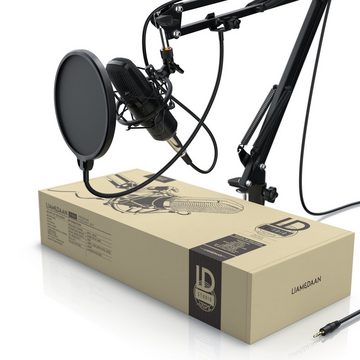 LIAM&DAAN Streaming-Mikrofon (Set), Kondensator Mikrofon mit Arm, Spinne & Popschutz Podcast Set / Kondensatormikrofon