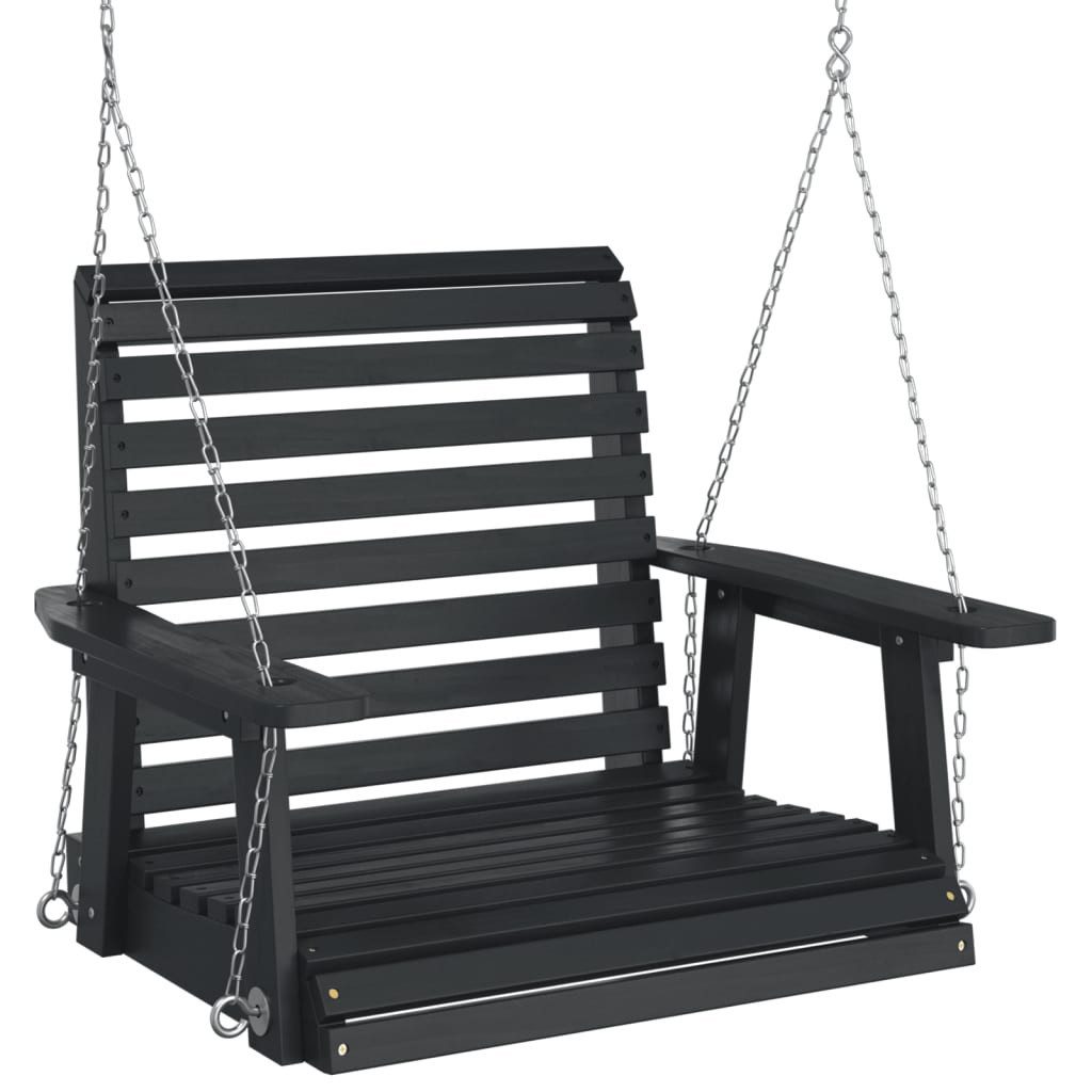 vidaXL Hollywoodschaukel 72 x 63 x 56 cm Hängesessel Garten Hängestuhl mit Metallketten Schwarz