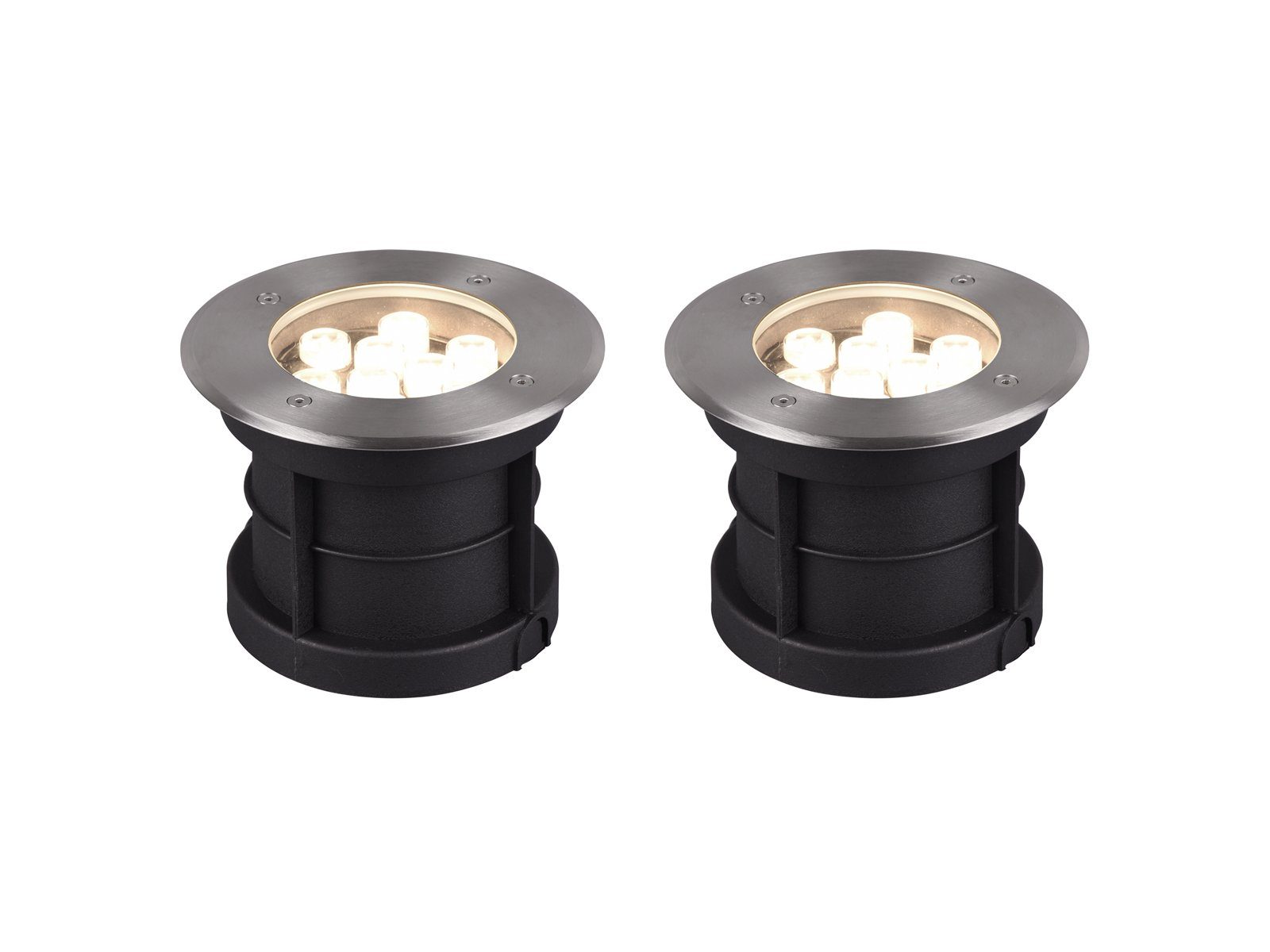 TRIO Leuchten LED Einbauleuchte, LED fest integriert, Warmweiß, 2er Set Boden-einbaustrahler Außen, Garten & Haus beleuchten, Ø16cm