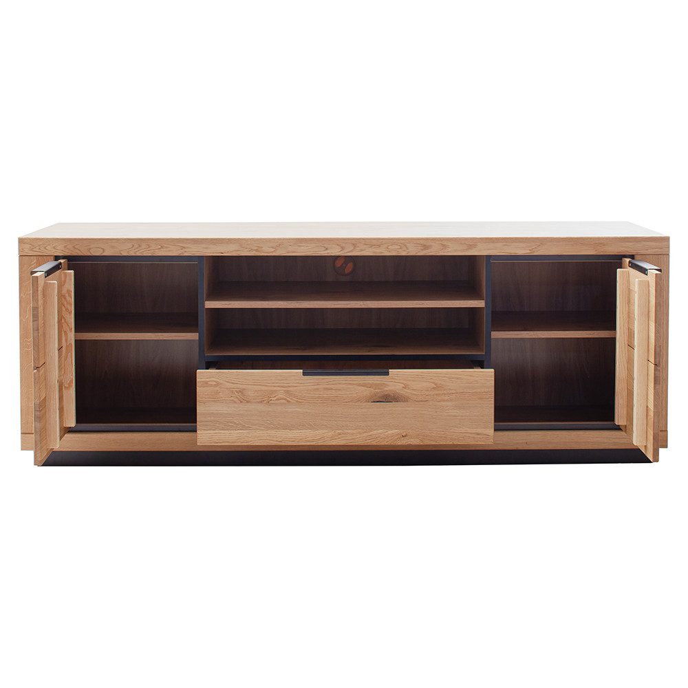 Lomadox Lowboard GIUSTINO-06, Eiche teilmassiv geölt, Massivholzfronten, 180cm breit
