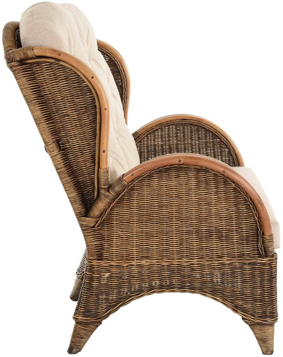 Krines Home Loungesofa Rattan-Sofa 2-Sitzer Korbsofa Sofa Hochlehn-Sofa Wintergarten Couch, nach Art wie Ohrensessel