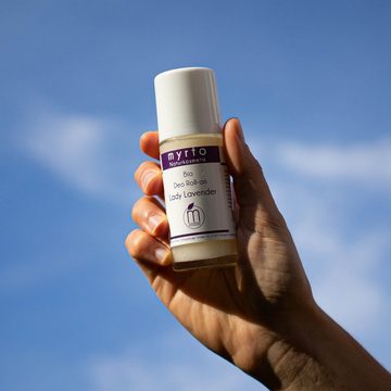 myrto Naturkosmetik Körperpflegemittel Bio Deo Roll-on Salbei Lavendel ohne Aluminium und Alkohol, für empfindliche Haut, hemmt Geruchsbildung, ohne Aluminium & Alkohol