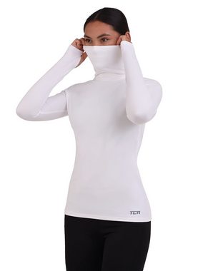 TCA Langarmshirt TCA Damen Winter Laufshirt Langarm mit Reißverschluss - Weiß, S (1-tlg)