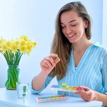Lubgitsr Pillendose Tablettenbox, Pillendose 7 Tage Regenbogen Medikamentenbox (1 St)