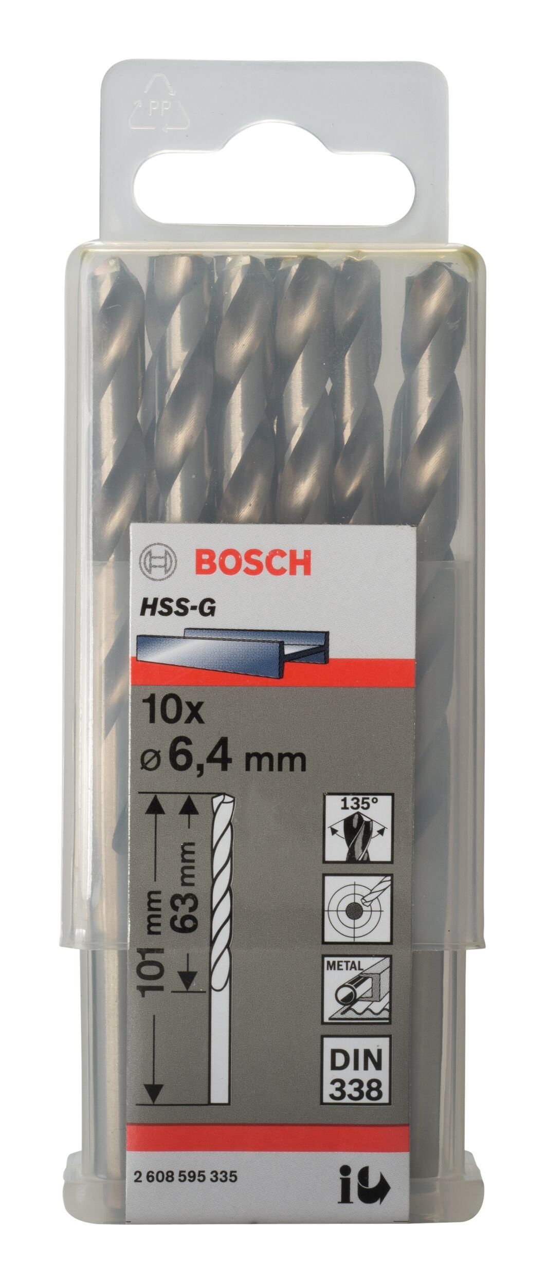 BOSCH Metallbohrer, (10 Stück), x - (DIN 6,4 338) x 10er-Pack - 101 mm 63 HSS-G