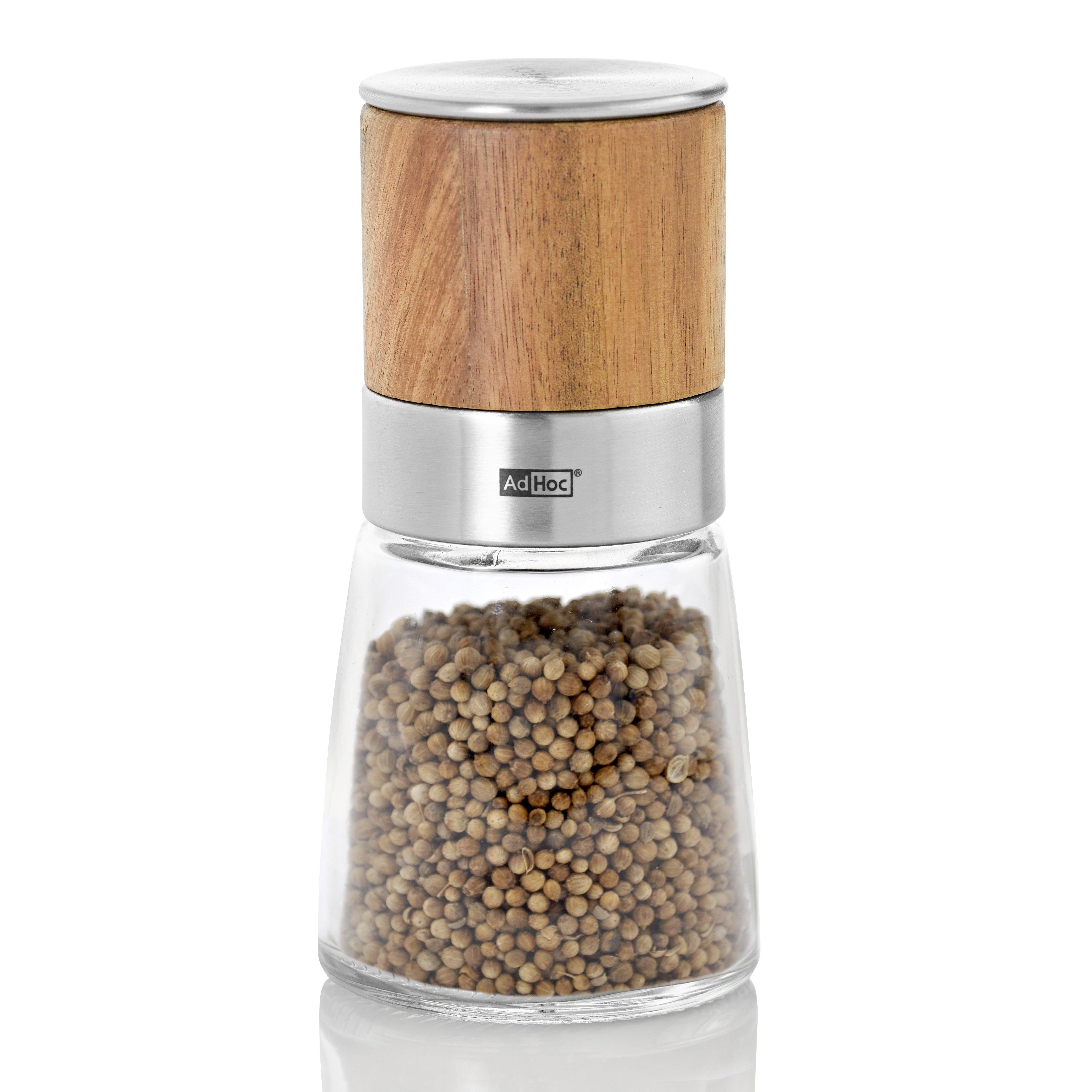 AdHoc Gewürzmühle AKASIA manuell, (1 Stück), Kräuter- und Gewürzschneider mit edlem Glascontainer
