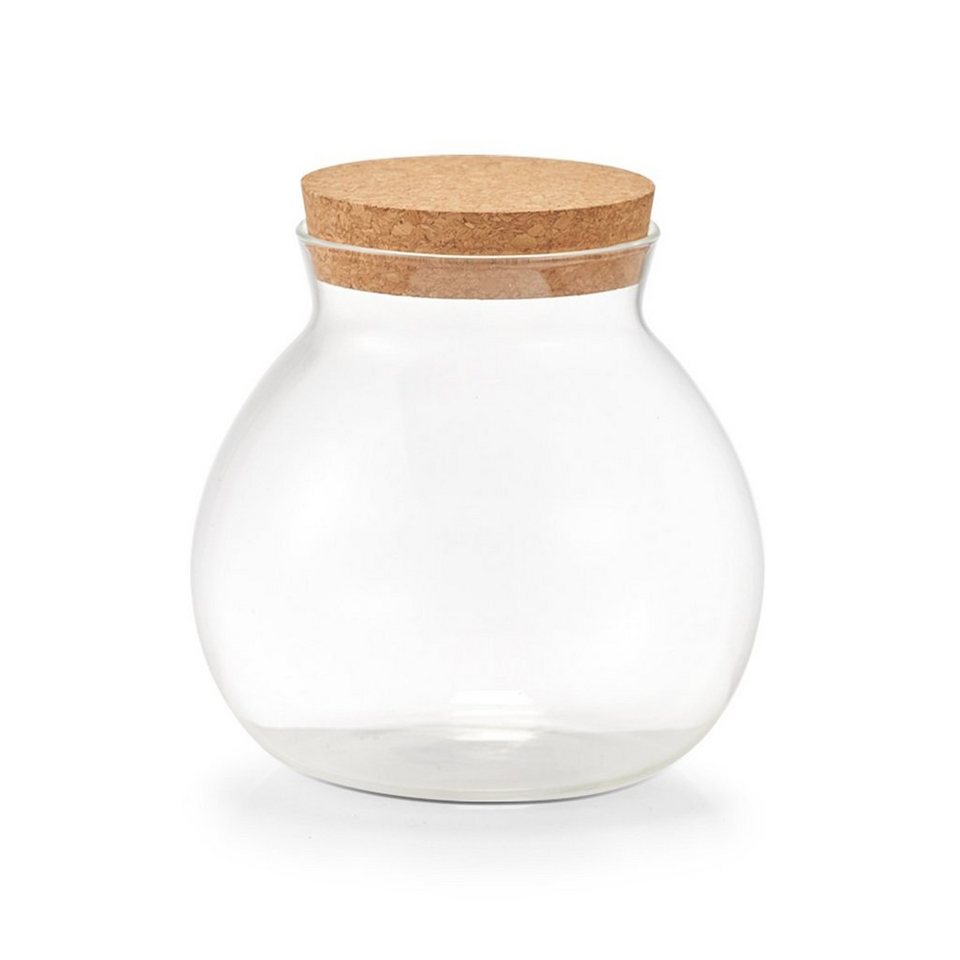 Zeller Present Vorratsglas Vorratsglas m. Korkdeckel, Glas/Kork, 1050 ml,  Glas/Kork, transparent, Ø13,1 x 13,1 cm, klassisches, rundes Vorratsglas  mit Korkdeckel