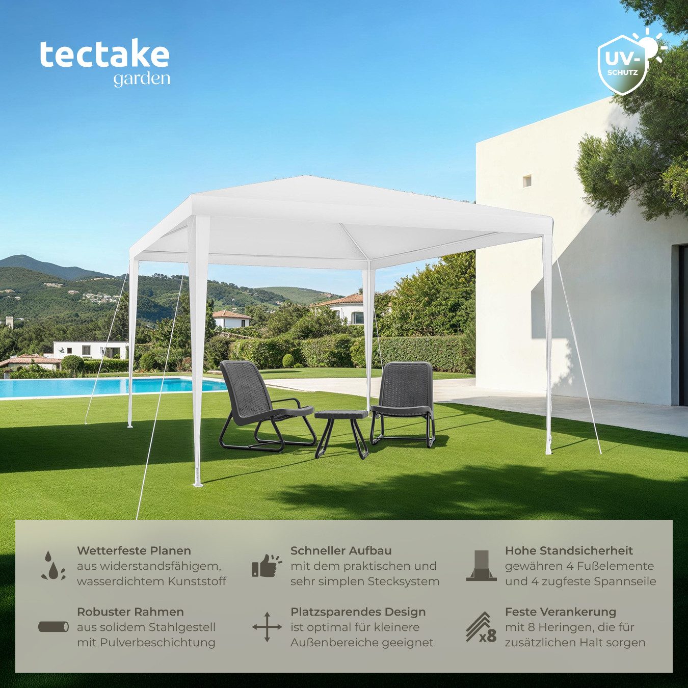 tectake Pavillon Farah, mit 0 Seitenteilen, günstig online kaufen