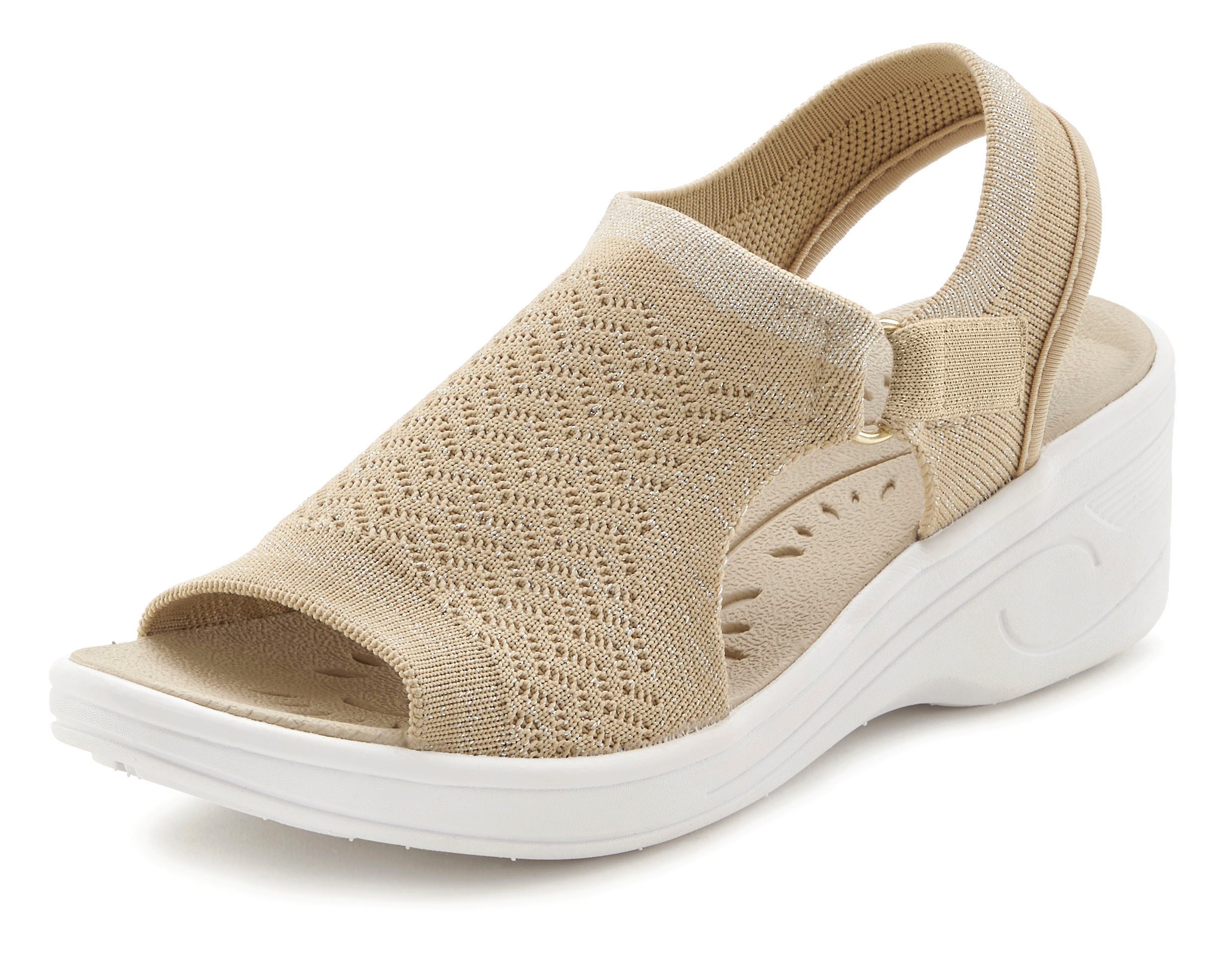 Vivance Sandale, Sommerschuh, offener Schuh, Keilsandalette, Sandalette NEU mit Keilabsatz und Klettverschluss VEGAN