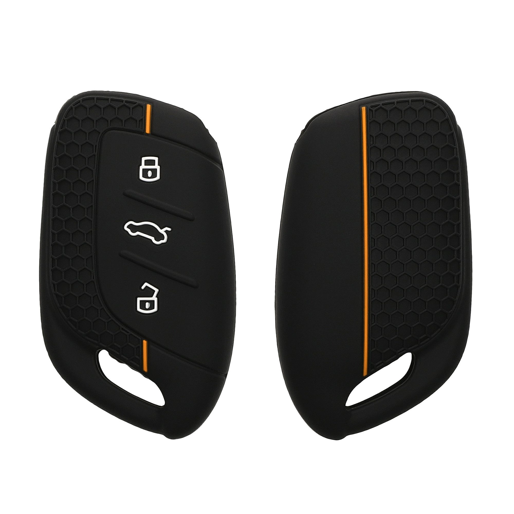 kwmobile Schlüsseltasche Autoschlüssel Silikon Hülle für MG 3-Tasten ZS MG4 MG5 MG6 (1-tlg), Schlüsselhülle aus Silikon - in Schwarz Orange