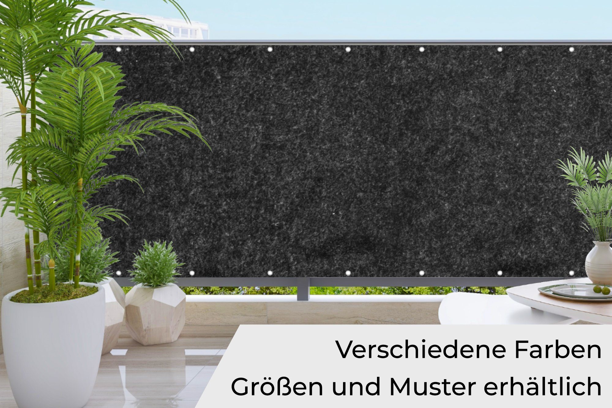 MuchoWow Balkonsichtschutz »Schwarz Granit Design Stein« (1St
