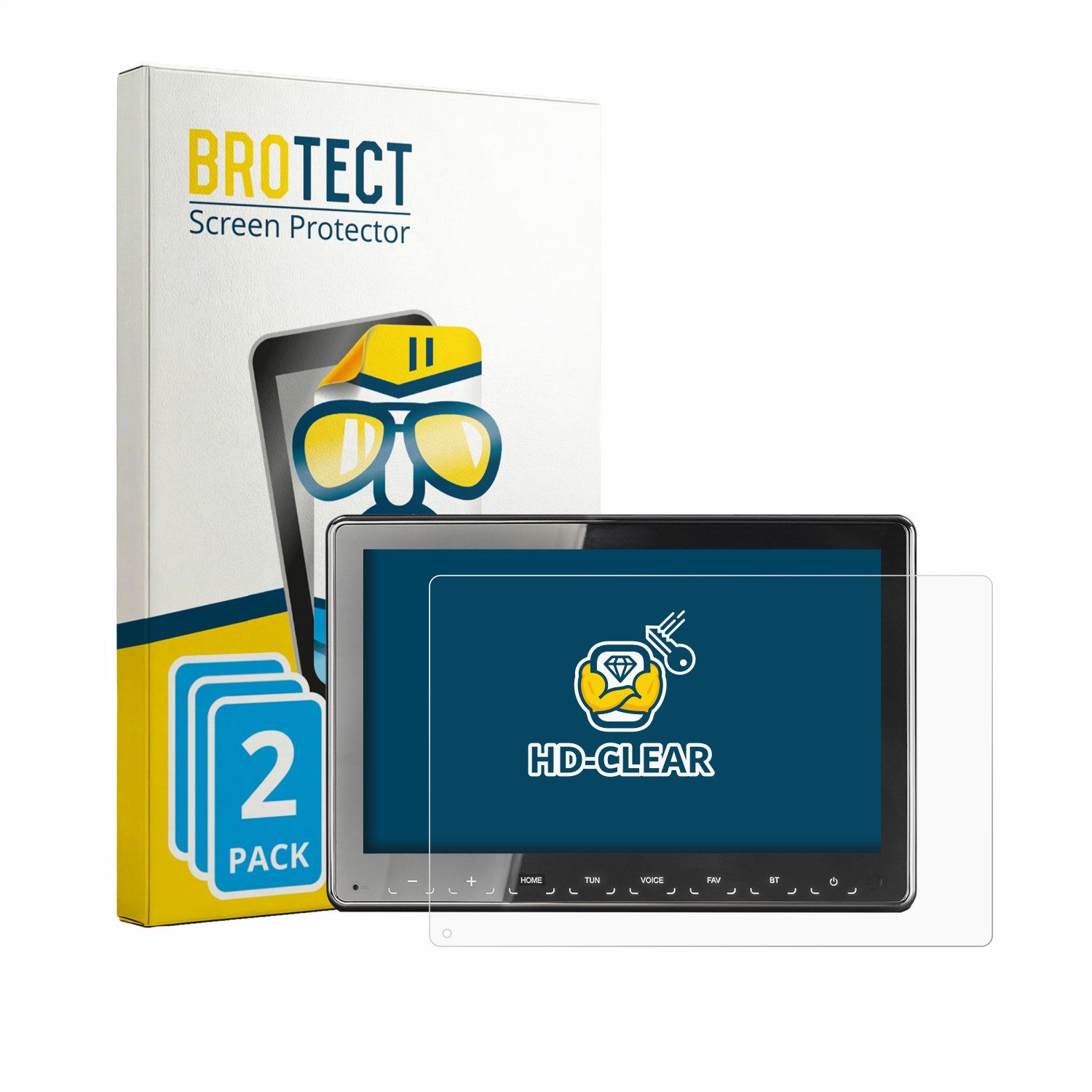 BROTECT Displayschutzfolie Schutzfolie für Zenec Z-N975, 2 Stück, Displayschutz Schutz Folie Klar Transparent