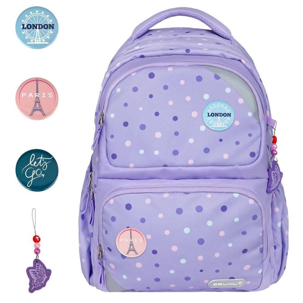 Belmil Schulrucksack "MAXI PACK" neues Modell 2025 mit Patches für Mädchen und Jungen, ab 3. Klasse mit Köpergröße von ca.120cm