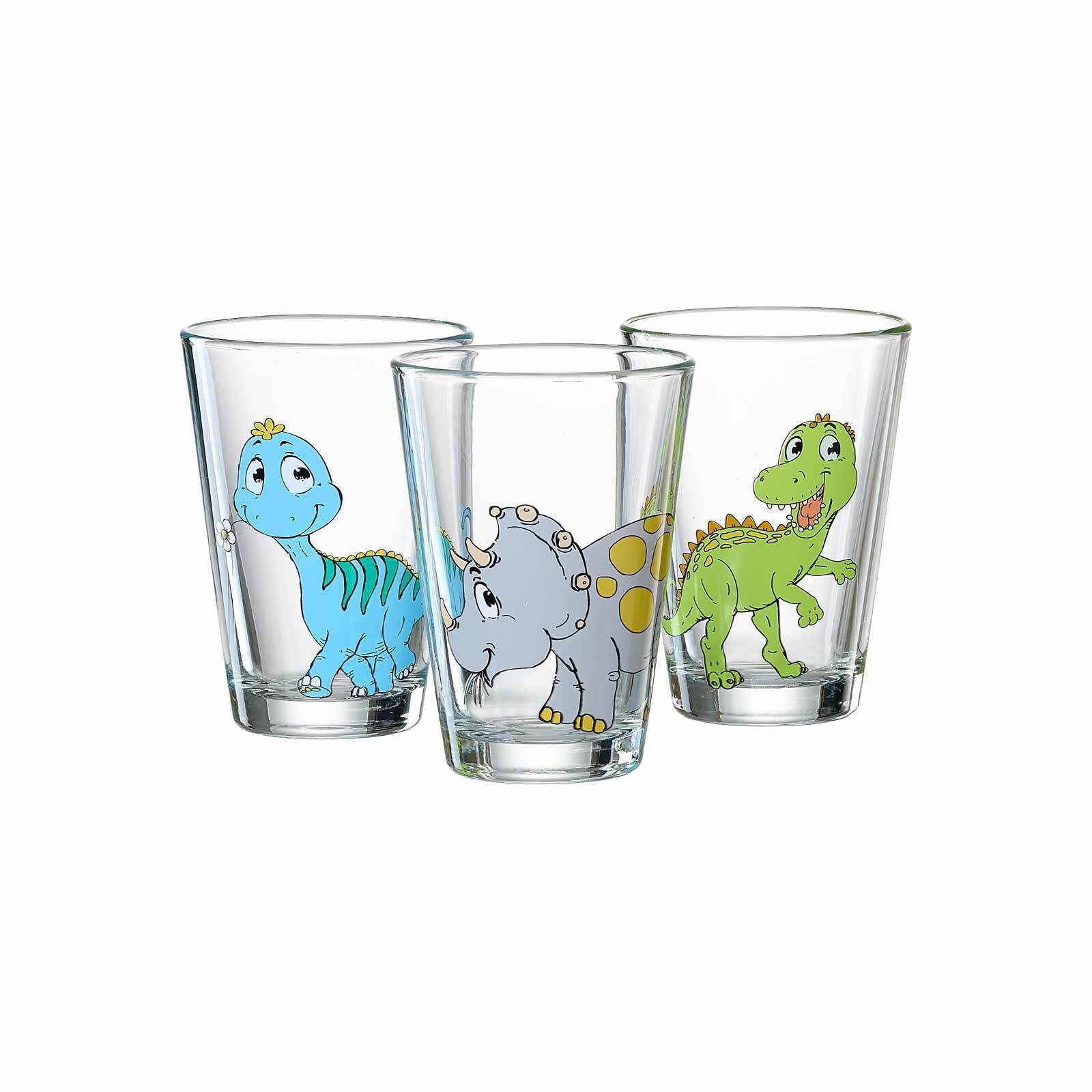 Ritzenhoff & Breker Kinderbecher Dino Kindergläser 200 ml 3er Set, 3-tlg., Glas
