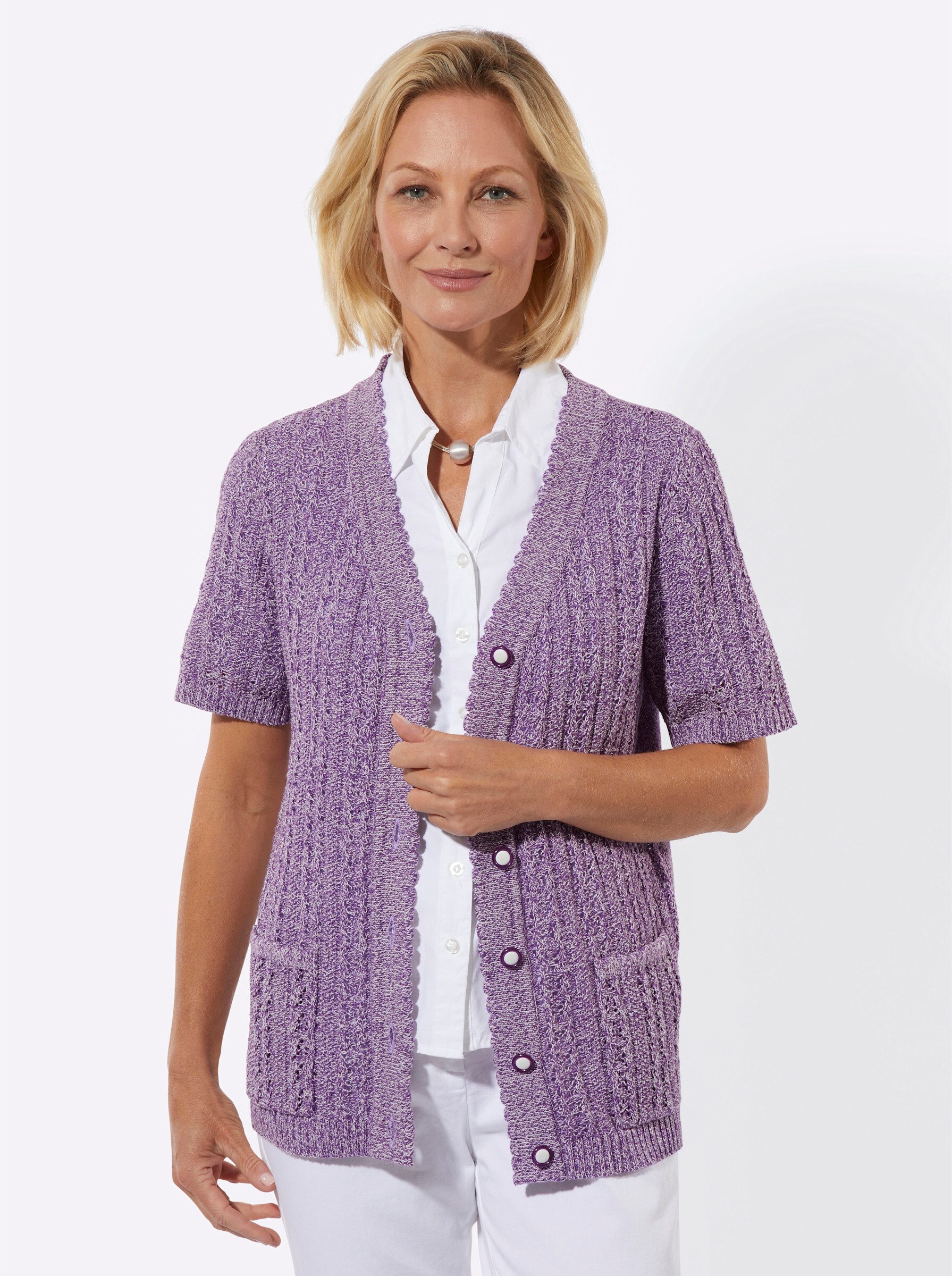 Witt Strickjacke Strickjacke Kurzarm Ajour, Jersey günstig online kaufen