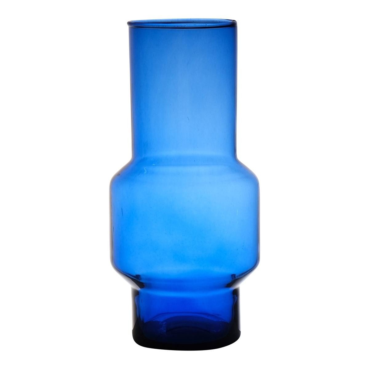 INNA-Glas Dekovase Blumenvase FORTUNATO aus Glas, recycelt, blau-klar, 30 cm, Ø 14 cm