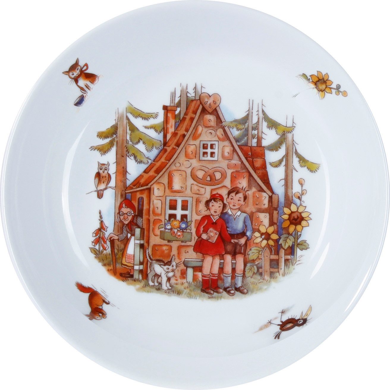 L.E.R.D.93 Kindergeschirr-Set Kindergedeck 3-tlg. Porzellan, buntes Märchenmotiv "Hänsel & Gretel", Porzellan, Wunderschönes buntes Märchenmotiv "Hänsel & Gretel"