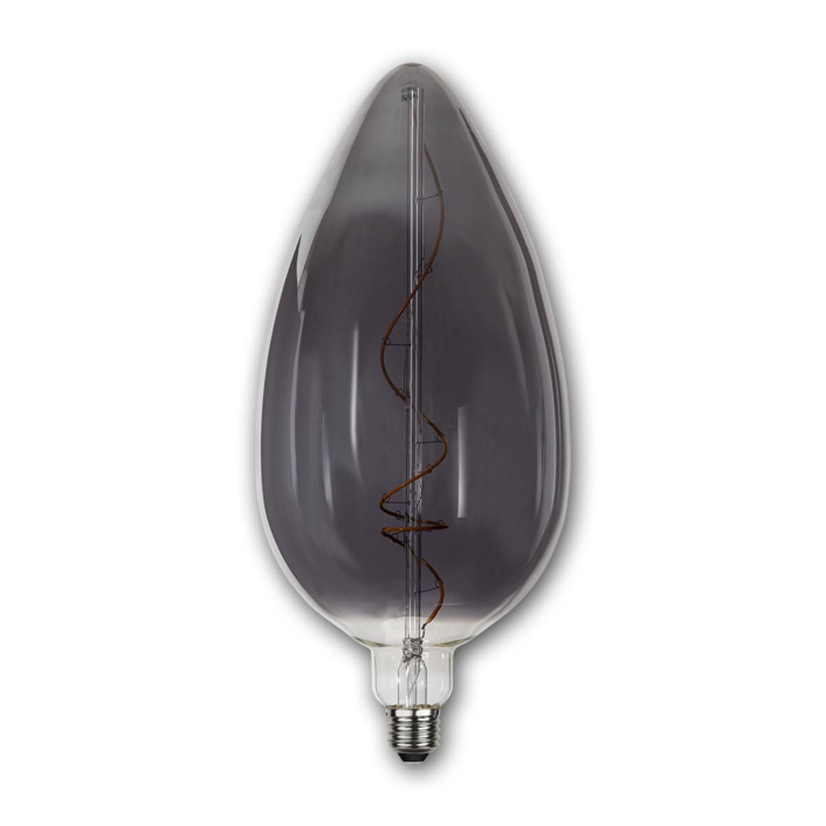 STAR TRADING LED-Leuchtmittel E27 Birne INDUSTRIAL-VINTAGE Rauchglas XXL Kerze, warmweiß