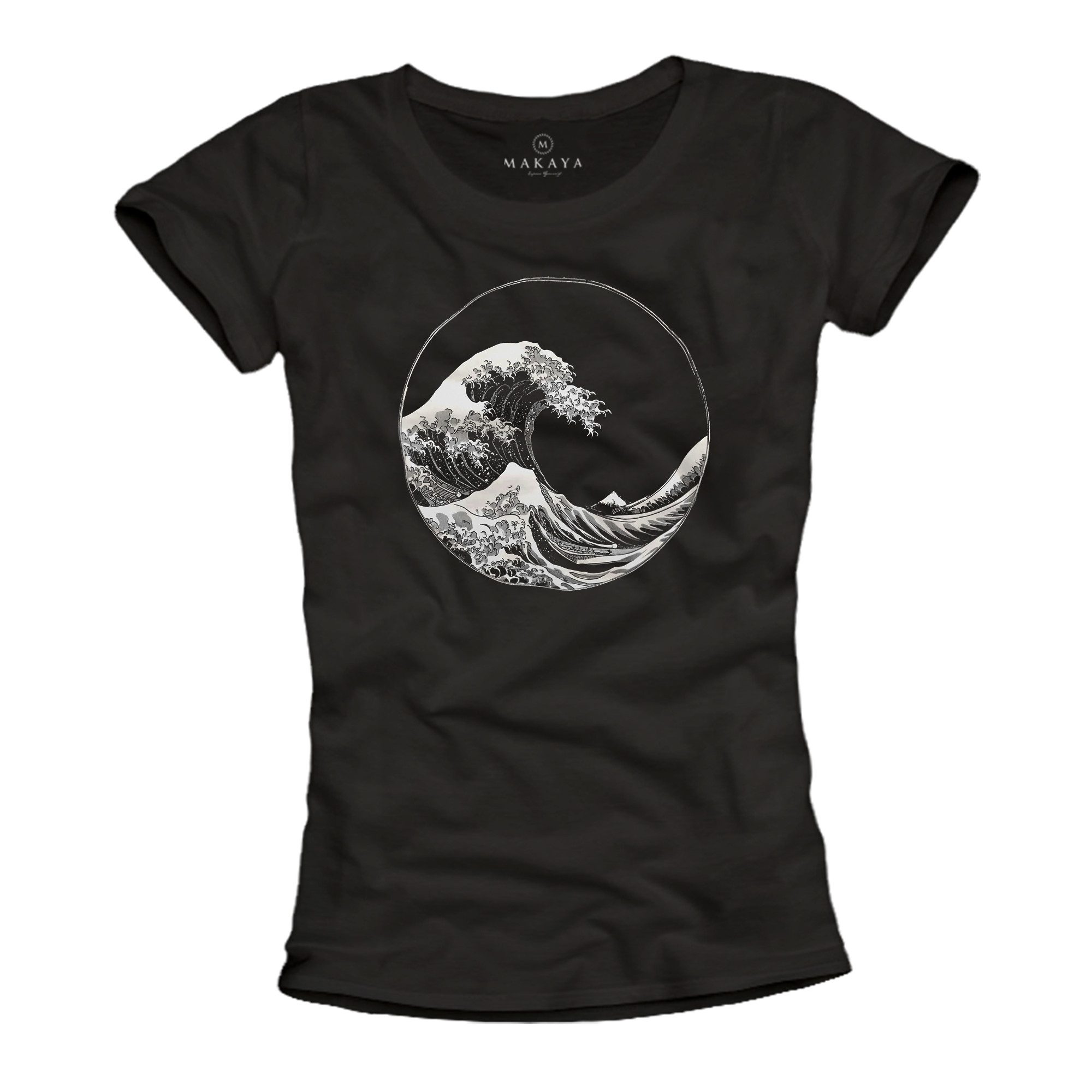 MAKAYA Print-Shirt Surfer Damen Shirt mit Wellen-Print – Coole Geschenkidee günstig online kaufen