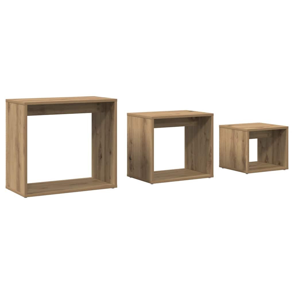 vidaXL Beistelltisch Satztische 3 Stk. Artisan-Eiche Holzwerkstoff (3-St)