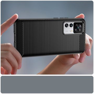 cofi1453 Handyhülle Carbon Case Hülle für Xiaomi 12T Pro Silikon Carbon Hülle schwarz