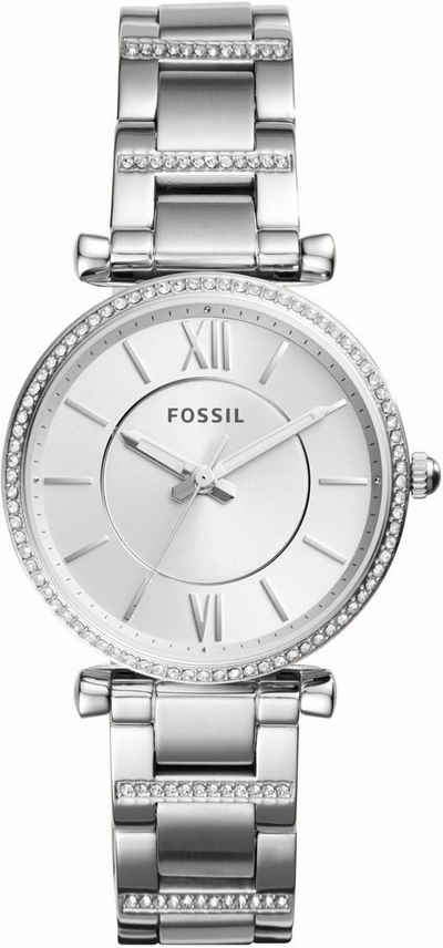 Fossil Quarzuhr CARLIE, ES4341, Armbanduhr, Damenuhr, Glassteine