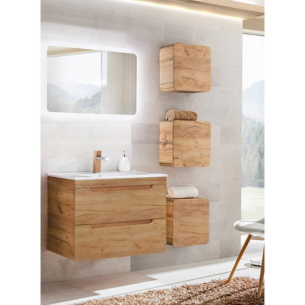 Lomadox Badmöbel-Set LUTON-56-CRAFT, (Spar-Set, 5-St), mit 80 cm Keramik-Wa günstig online kaufen