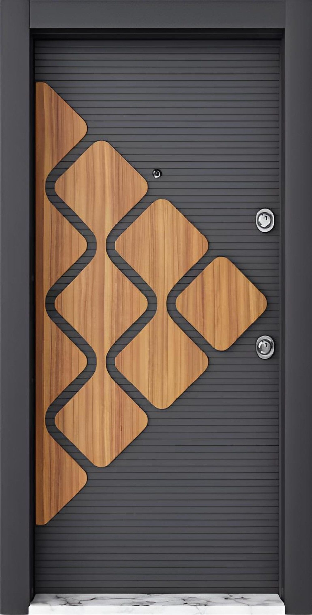 JVmoebel Haustür Grau-Braune Metalltür Designer Hoteltüren Wohnungstüren, Made in Europa