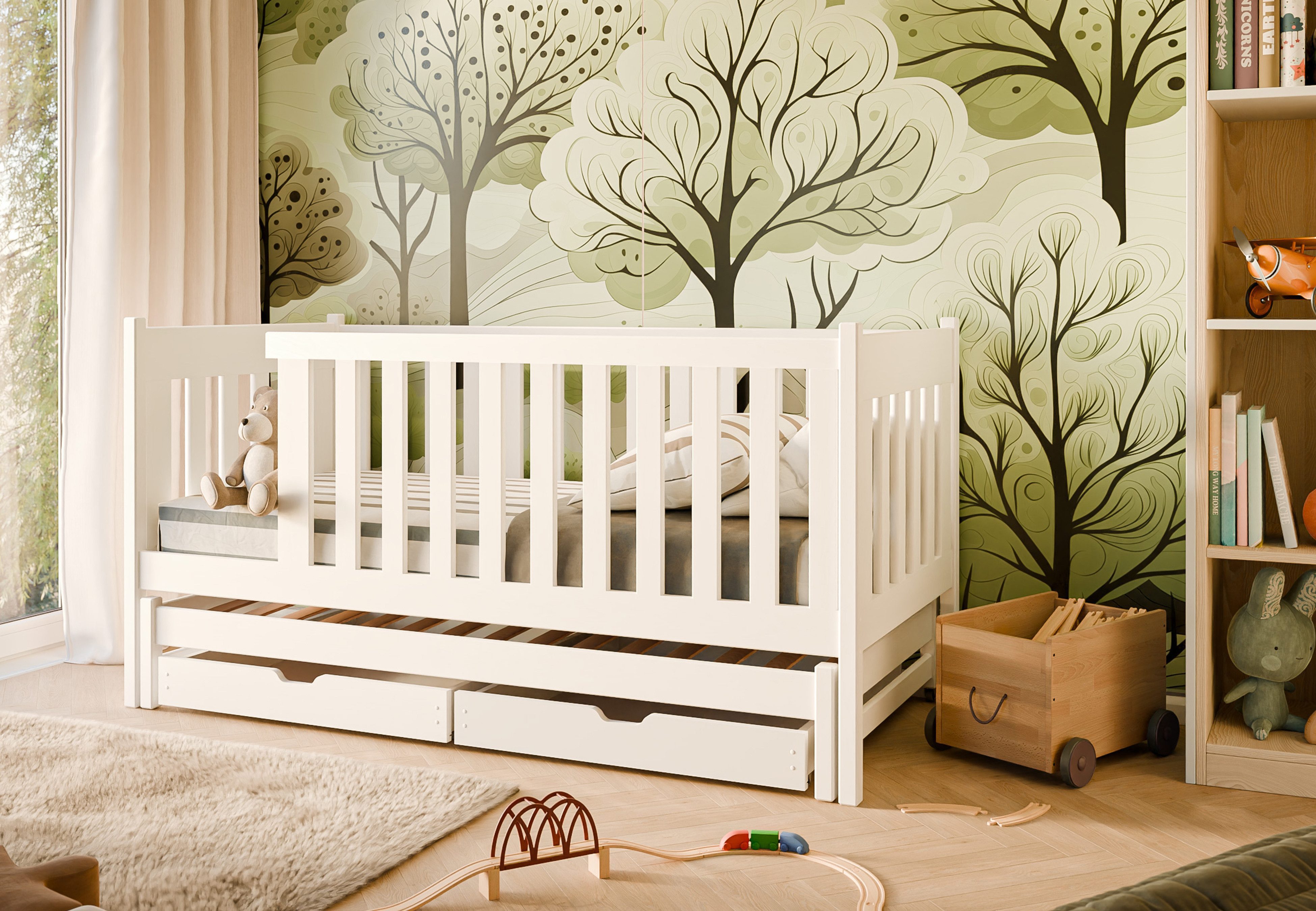 Kids Collective Kinderbett »Hausbett 80×160 cm, 90×200 cm mit Rausfallschutz«, weiß für Mädchen & Jungen, Made in Europe, Jugendbett,…