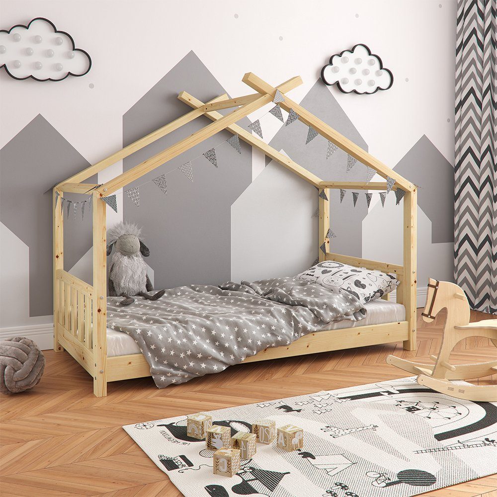 VitaliSpa® Hausbett Design, Naturholz, 80x160 cm